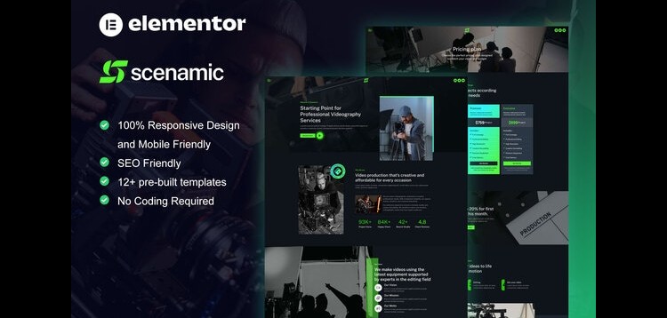 Item cover for download Scenamic - Video Production Service Elementor Template Kit
