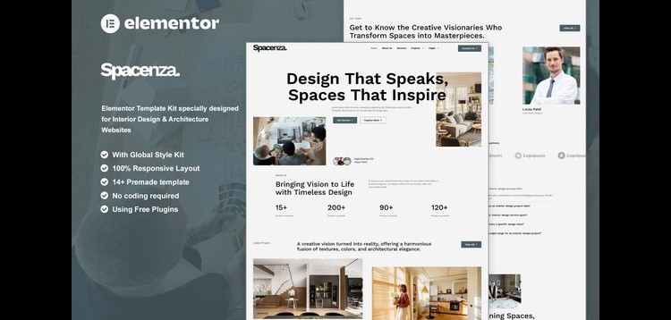 Item cover for download Spacenza - Interior Design & Architecture Elementor Template Kit
