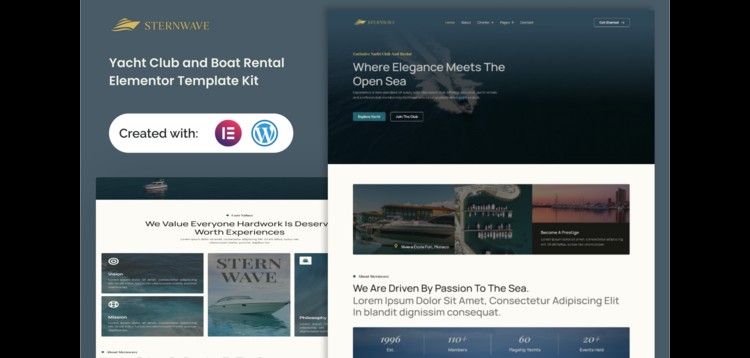Item cover for download Sternwave - Yacht Club and Boat Rental Elementor Template Kit
