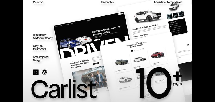 Item cover for download Carlist - Modern Minimalist Car Rental Elementor Template Kit