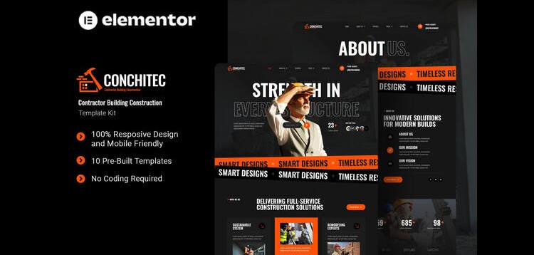 Item cover for download Conchitec - Contractor Building Construction Elementor Template Kit