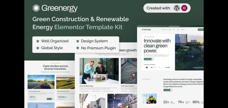 Item cover for download Greenergy - Green Construction & Renewable Energy Elementor Template Kit