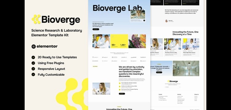 Item cover for download Bioverge - Science Research & Laboratory Elementor Template Kit