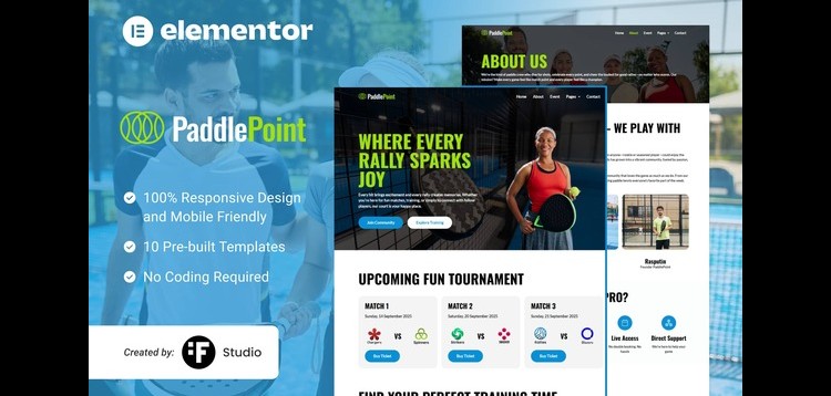 Item cover for download PaddlePoint – Paddle Gear & Court Booking Elementor Template Kit