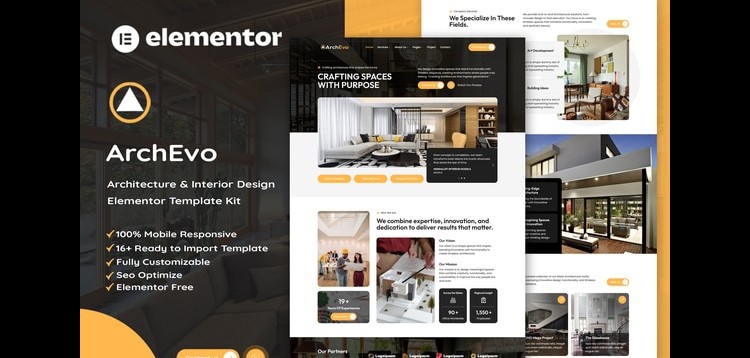 Item cover for download ArchEvo - Architecture & Interior Design Elementor Template Kit