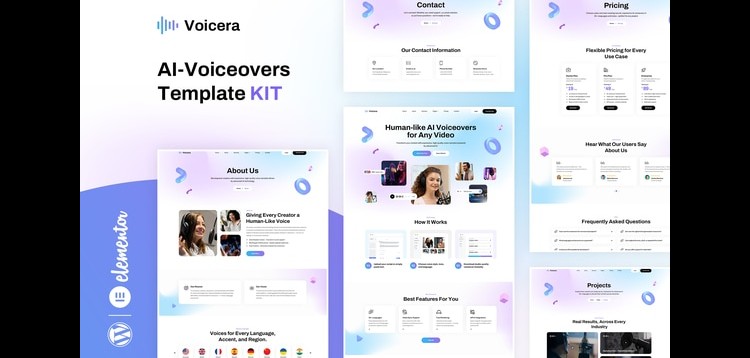 Item cover for download Voicera - AI Voiceover Elementor Template Kit