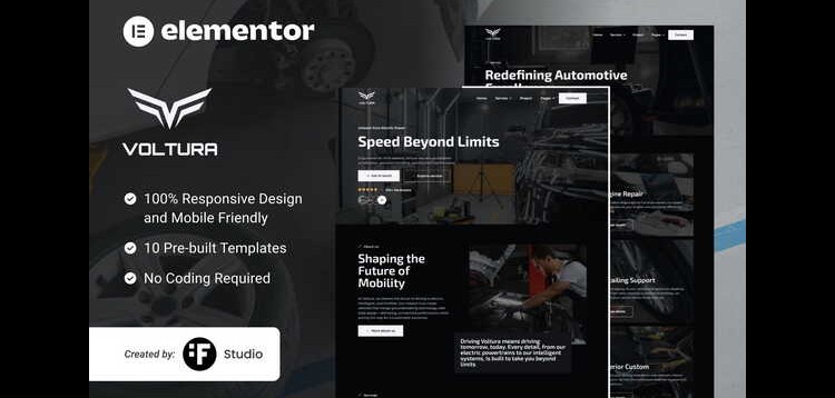 Item cover for download Voltura – Automotive Car Services Elementor Template Kit