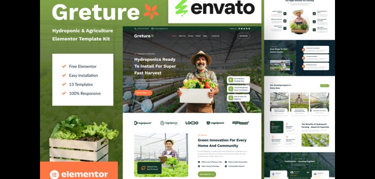 Item cover for download Greture - Hydroponic & Agriculture Elementor Template Kit
