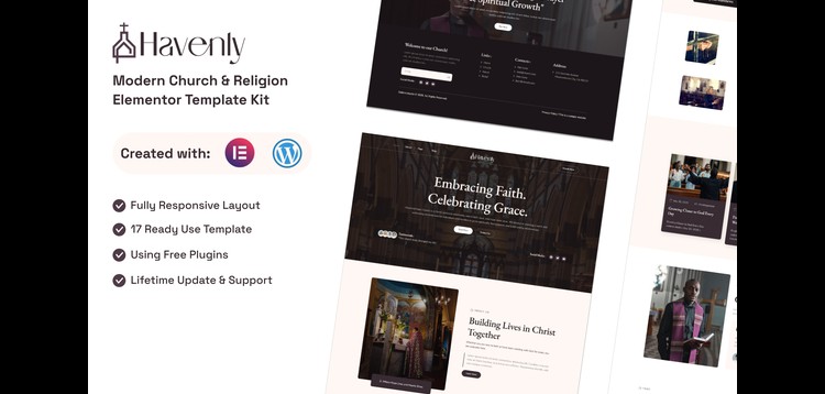 Item cover for download Havenly - Modern Church & Religion Elementor Template Kit