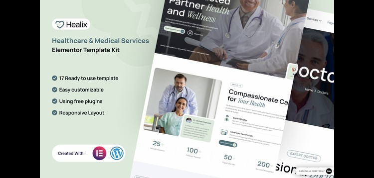 Item cover for download Healix - Healthcare & Medical Services Elementor Template Kit
