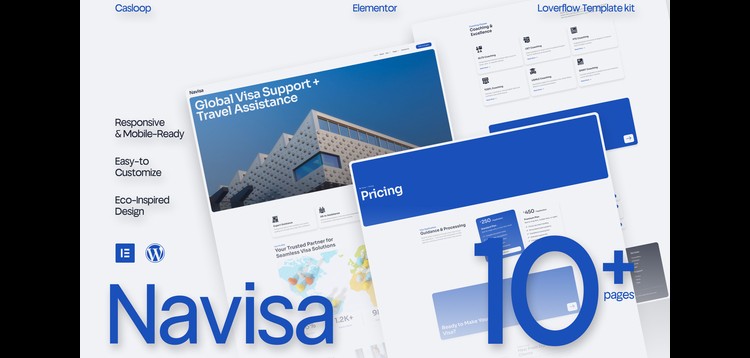 Item cover for download Navisa - Clean Modern Visa Agency Elementor Template Kit