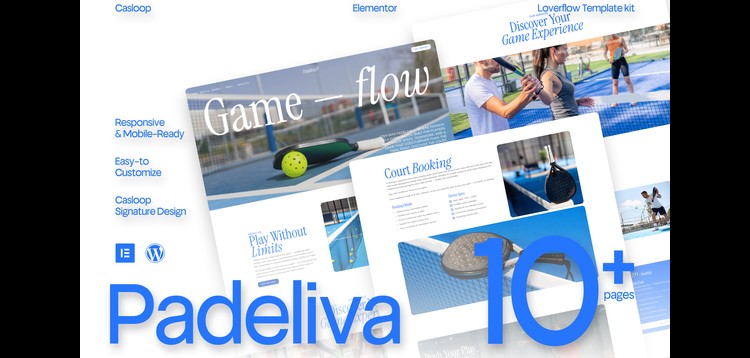 Item cover for download Padeliva - Modern Sporty Padel & Tennis Elementor Template Kit