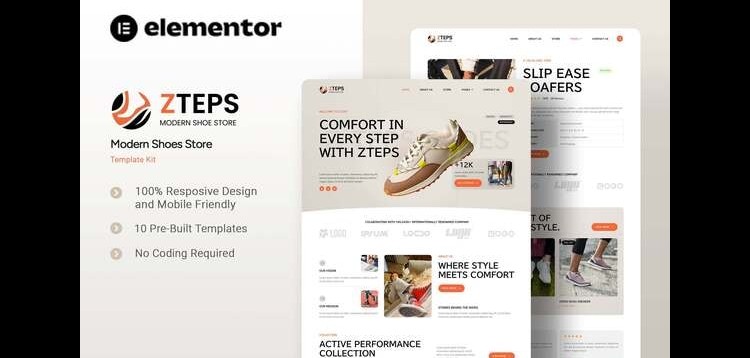Item cover for download Zteps - Modern Shoes Store Elementor Template Kit