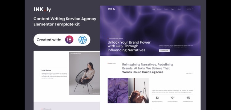 Item cover for download Inkly - Content Writing Service Agency Elementor Template Kit