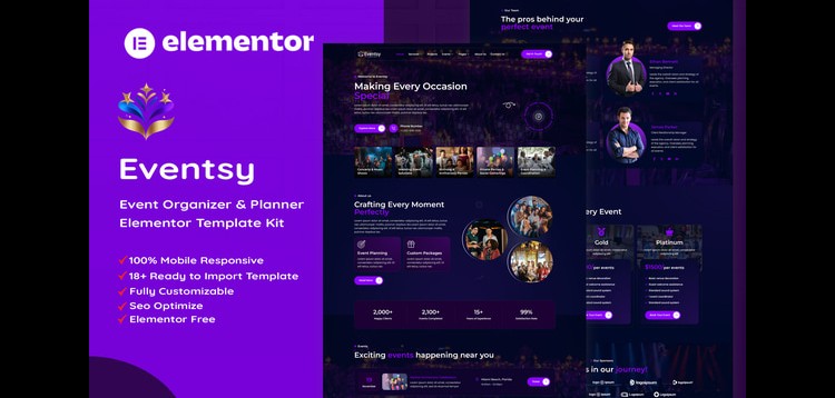 Item cover for download Eventsy - Event Organizer & Planner Elementor Template Kit