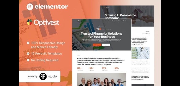 Item cover for download Optivest – Financial & Investment Elementor Template Kit