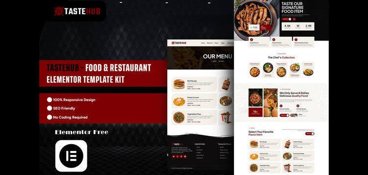 Item cover for download Tastehub - Food & Restaurant Elementor Template Kit
