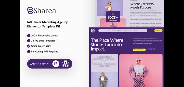 Item cover for download Sharea - Influencer Marketing Agency Elementor Template Kit