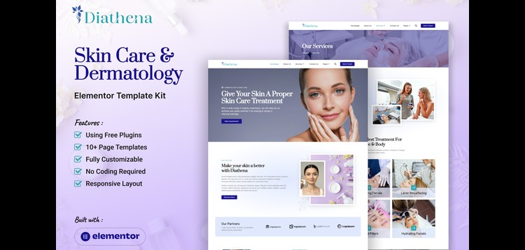 Item cover for download Diathena - Skin Care & Dermatology Elementor Template Kit