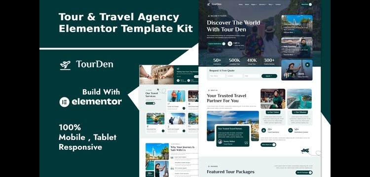 Item cover for download TourDen - Tour & Travel Agency Elementor Template Kit