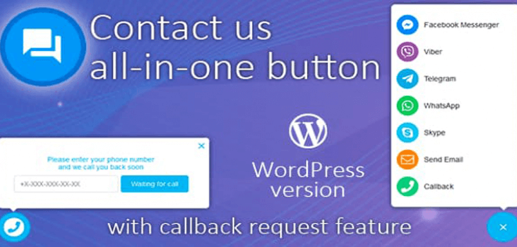 Item cover for download All in One Support Button + Callback Request. WhatsApp, Messenger, Telegram, LiveChat and more...