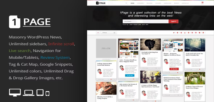 Item cover for download 1Page - Masonry WordPress News / interesting links