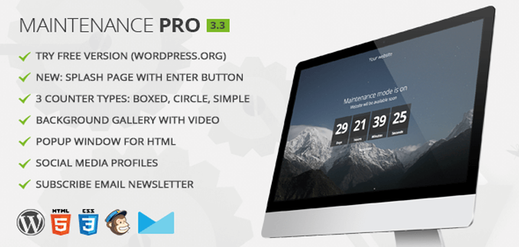 Item cover for download Maintenance PRO - WordPress plugin
