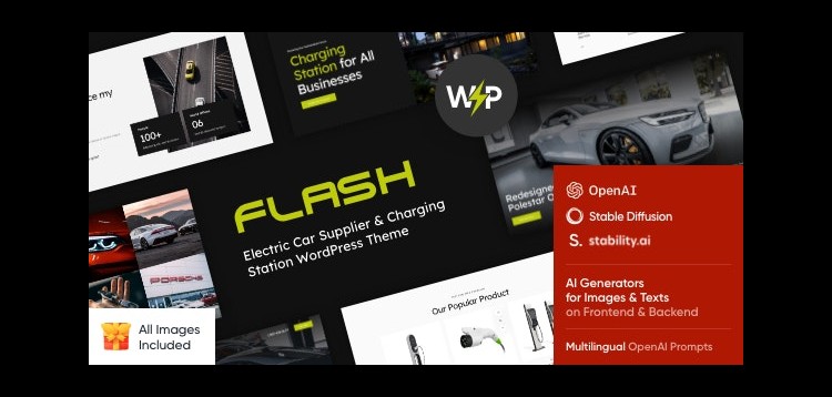 Item cover for download The Flash - Electric Car & Charging Station WordPress Theme